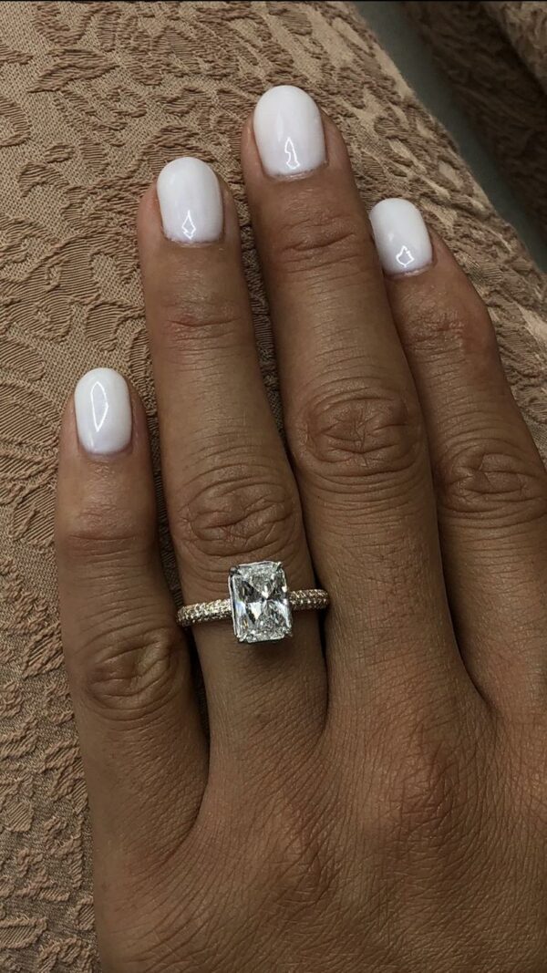 2.75 Ctw Radiant Cut Diamond With 3-Row Accents Engagement Ring Solid 10K Yellow Gold