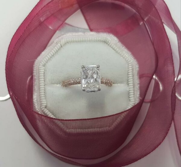 2.75 Ctw Radiant Cut Diamond With 3-Row Accents Engagement Ring Solid 10K Yellow Gold