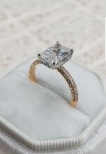 2.75 Ctw Radiant Cut Diamond With 3-Row Accents Engagement Ring Solid 10K Yellow Gold