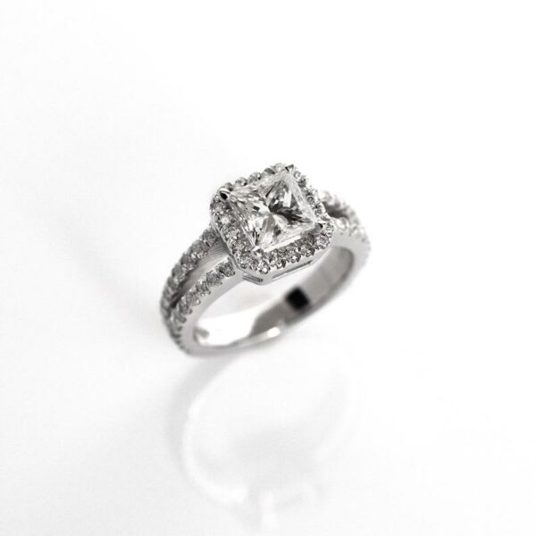 2.37 Ctw Forever Princess Diamond Split Shank Engagement Ring Solid 10k White Gold
