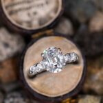 2.40 Ctw Oval Cut & Side Round Diamond Unique Engagement Ring Solid 10K White Gold