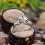 2.40 Ctw Oval Cut & Side Round Diamond Unique Engagement Ring Solid 10K White Gold