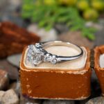 2.40 Ctw Oval Cut & Side Round Diamond Unique Engagement Ring Solid 10K White Gold