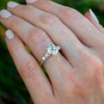 2.40 Ctw Oval Cut & Side Round Diamond Unique Engagement Ring Solid 10K White Gold