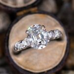2.40 Ctw Oval Cut & Side Round Diamond Unique Engagement Ring Solid 10K White Gold