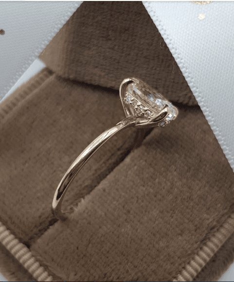 2.30 Ctw Solitaire Oval Diamond Hidden Halo Engagement Promise Ring Solid 10K Rose Gold
