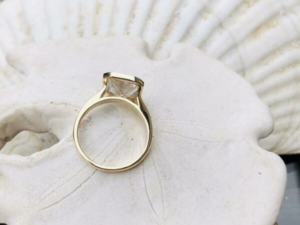 2.50 Ctw Radiant White Diamond Bezel Engagement Promise Ring Solid 14K Yellow Gold plated
