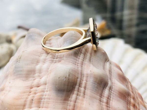 2.50 Ctw Radiant White Diamond Bezel Engagement Promise Ring Solid 14K Yellow Gold plated