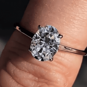 2.00 Ctw Solitaire Oval Cut Brilliant Diamond Engagement Ring 14k White Gold Over