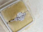 3 Stone 2.62 Ctw Oval Cut & Side Heart Shape Diamond Engagement Ring 14k White Gold