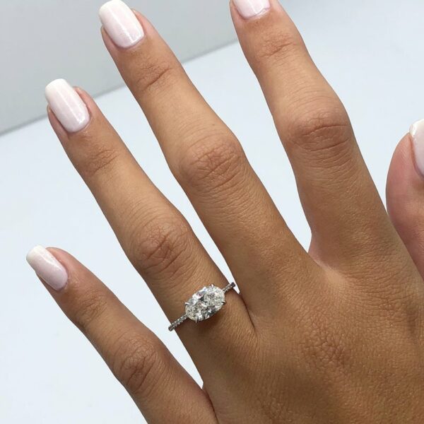 2.00 Ctw Brilliant Cut Oval Diamond Solitaire With Accent Engagement Ring 925 S Silver