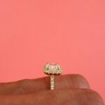 2.34 Ctw Unique Cushion Cut Brilliant Diamond Halo Engagement Ring 14k Yellow Gold Plated