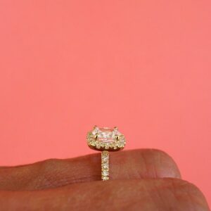 2.34 Ctw Unique Cushion Cut Brilliant Diamond Halo Engagement Ring 14k Yellow Gold Plated