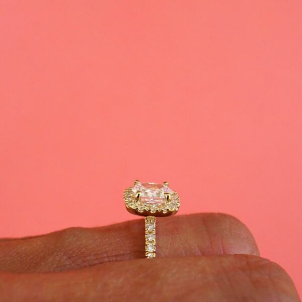 2.34 Ctw Unique Cushion Cut Brilliant Diamond Halo Engagement Ring 14k Yellow Gold Plated
