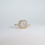 2.34 Ctw Unique Cushion Cut Brilliant Diamond Halo Engagement Ring 14k Yellow Gold Plated