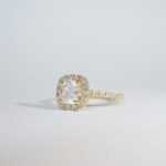2.34 Ctw Unique Cushion Cut Brilliant Diamond Halo Engagement Ring 14k Yellow Gold Plated