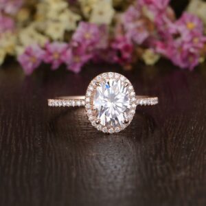 2.65 Ctw Oval Cut Diamond Halo With Accents Engagement Ring Solid 10k Rose Gold