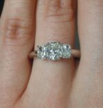2.61 Ctw Three Stone Cushion Cut Solitaire Diamond Engagement Ring 14k Gold Plated