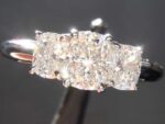 2.61 Ctw Three Stone Cushion Cut Solitaire Diamond Engagement Ring 14k Gold Plated
