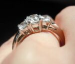 2.61 Ctw Three Stone Cushion Cut Solitaire Diamond Engagement Ring 14k Gold Plated