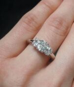 2.61 Ctw Three Stone Cushion Cut Solitaire Diamond Engagement Ring 14k Gold Plated