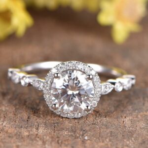 Art Deco 2.36 Ctw Round Diamond Halo Accents Best Engagement Ring 925 Silver