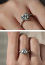 2.10 Ctw Heart Shape White Diamond Halo Engagement Ring 14k White Gold Plated