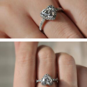 2.10 Ctw Heart Shape White Diamond Halo Engagement Ring 14k White Gold Plated