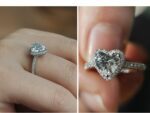 2.10 Ctw Heart Shape White Diamond Halo Engagement Ring 14k White Gold Plated