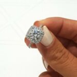 2.50 Ctw Cushion White Diamond With Halo Engagement Ring 14k White Gold