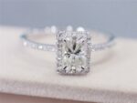 2.48 Ctw White Radiant Diamond Halo With Accents Engagement Ring 10k White Gold