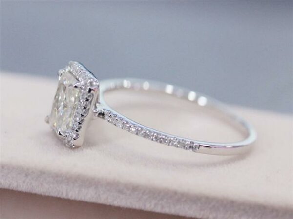 2.48 Ctw White Radiant Diamond Halo With Accents Engagement Ring 10k White Gold