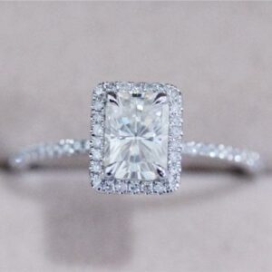 2.48 Ctw White Radiant Diamond Halo With Accents Engagement Ring 10k White Gold