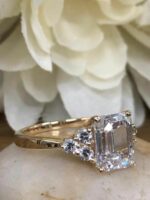 2.52 Ctw Emerald Cut White Diamond Side Stone Engagement Ring 14k Yellow Gold