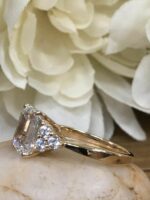 2.52 Ctw Emerald Cut White Diamond Side Stone Engagement Ring 14k Yellow Gold