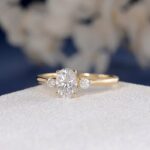 2.48Ctw Oval Cut & Round Cut Brilliant Diamond 3 Stone Engagement Ring 14k Rose Gold Over