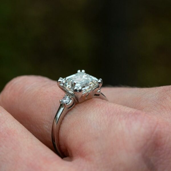 3.00 CT Solitaire Asscher Cut Diamond Engagement Ring Real 925 Sterling Silver