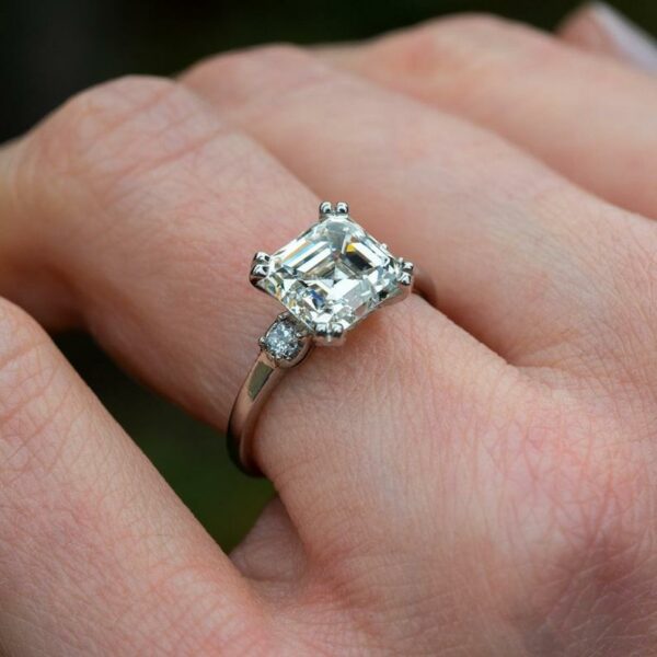 3.00 CT Solitaire Asscher Cut Diamond Engagement Ring Real 925 Sterling Silver