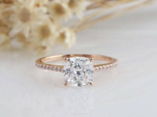 2.50 Ctw Cushion Cut Diamond Solitaire Engagement Ring Real 10k Rose Gold
