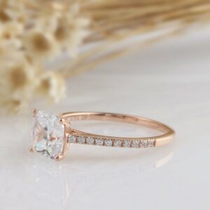2.50 Ctw Cushion Cut Diamond Solitaire Engagement Ring Real 10k Rose Gold