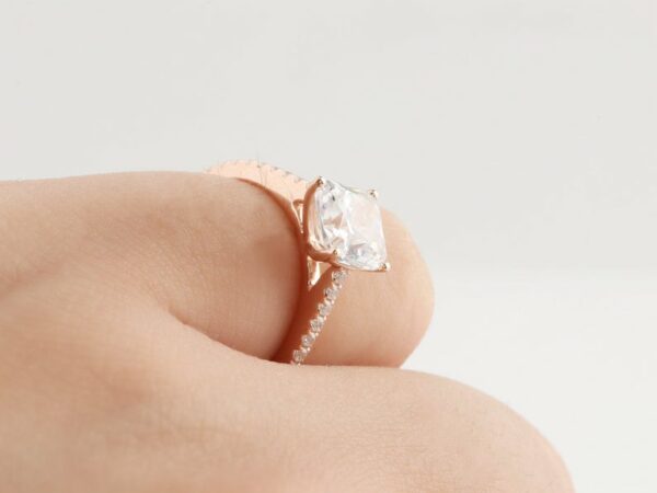 2.50 Ctw Cushion Cut Diamond Solitaire Engagement Ring Real 10k Rose Gold