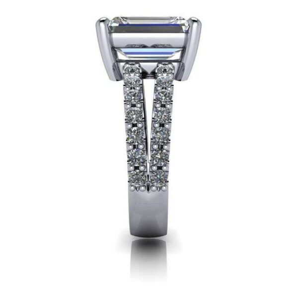 3.00 Carat Emerald Cut Diamond Solitaire With 2 Shank Engagement Ring 14k White Gold