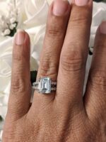 3.00 Carat Emerald Cut Diamond Solitaire With 2 Shank Engagement Ring 14k White Gold