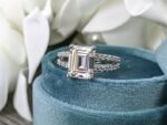 3.00 Carat Emerald Cut Diamond Solitaire With 2 Shank Engagement Ring 14k White Gold
