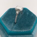 2.60 Ctw Emerald & Round Cut Solitaire Diamond With Accent Engagement Ring 14K Gold Plated