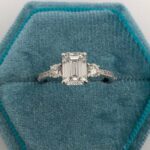 2.60 Ctw Emerald & Round Cut Solitaire Diamond With Accent Engagement Ring 14K Gold Plated