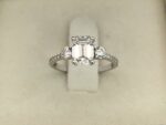 2.60 Ctw Emerald & Round Cut Solitaire Diamond With Accent Engagement Ring 14K Gold Plated