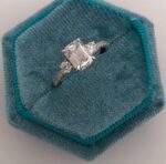 2.60 Ctw Emerald & Round Cut Solitaire Diamond With Accent Engagement Ring 14K Gold Plated