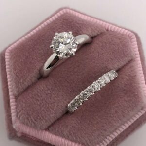 2.20 Ctw Solitaire 6-Prong Round Diamond Engagement Ring Set Real 10k White Gold