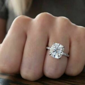 3.00 Ctw Solitaire Cushion Cut Diamond Wedding Engagement Ring Real 925 Sterling Silver